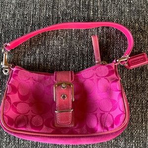 Coach mini pink hobo bag